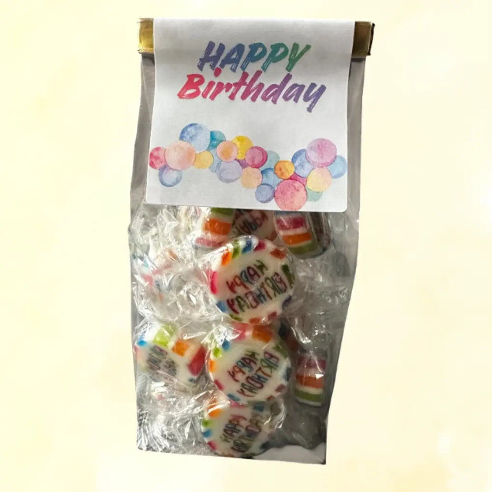Fruchtige Kirsch-Bonbons in süßer Geburtstagstüte verschenken.-zoom