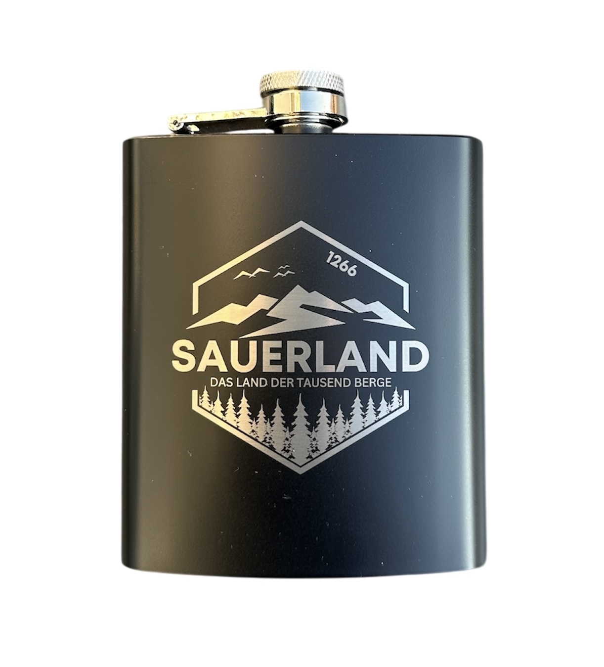 Flachmann Edelstahl schwarz, 198ml