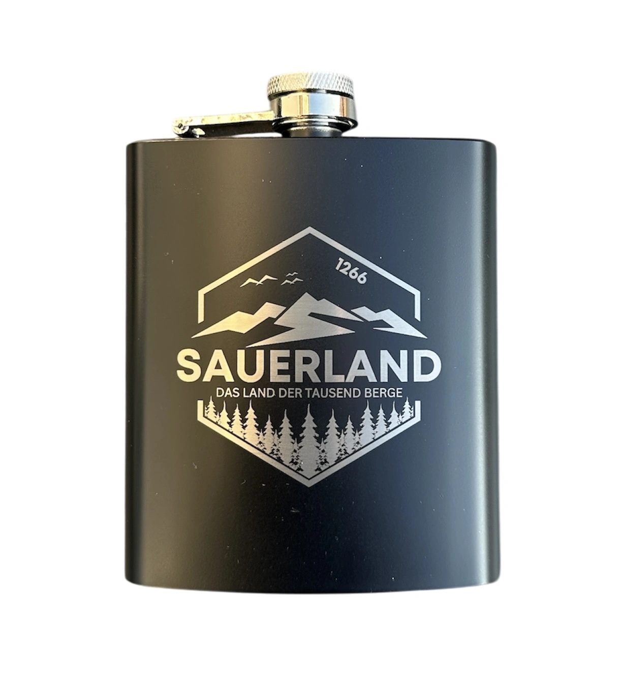 Flachmann Edelstahl schwarz, 198ml