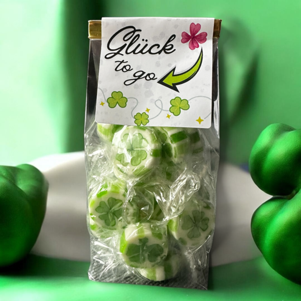 Apfel-Bonbons in Glücks-Tüte – süß schenken & Freude machen.